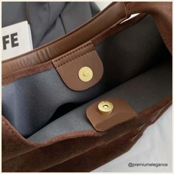 Medium Slouchy Tote Bag Faux Leather Shoulder Bag Hobo Work Travel - Picture 6 of 7